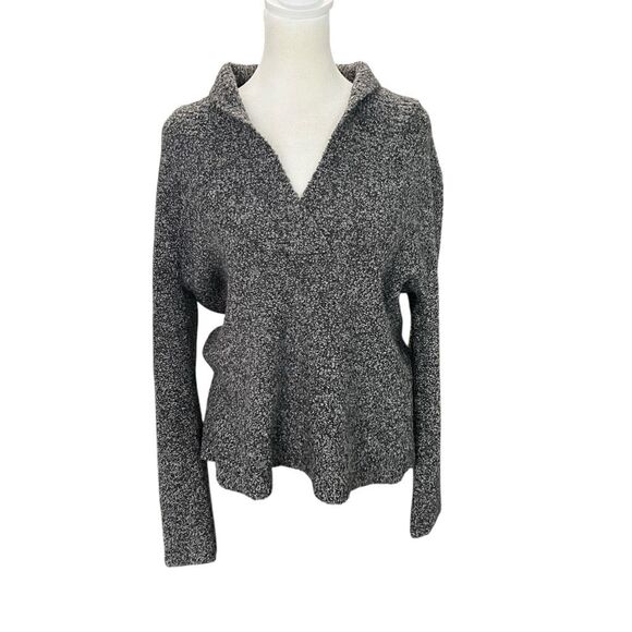 Eileen Fisher Merino Wool Cashmere Bouclé Collared Sweater Gray Size M - Picture 2 of 7